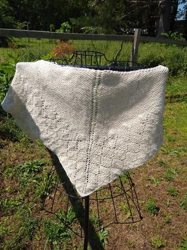 Handspun and hand knit lace shawl